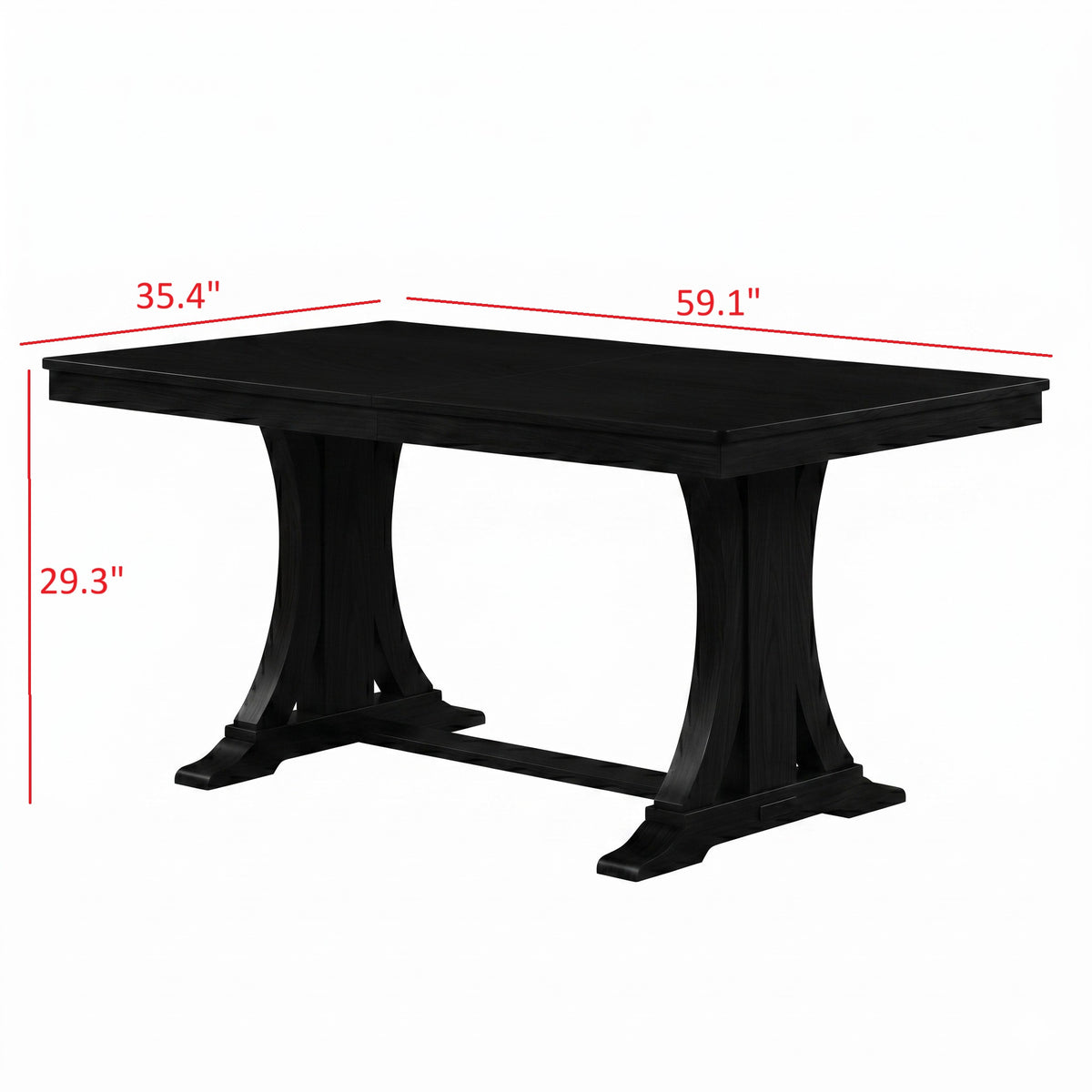 Home Design Talon Rectangular Dining Table with Trestle Base, Solid Wood Construction, Traditional Style