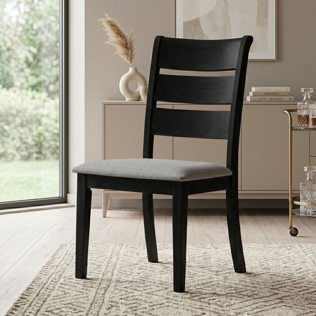 Home Design Talon Dining Chair (Set of 6), Ladder-back design, Padded seat, Comfortable seating, Sturdy frame, Traditional style, Durable construction