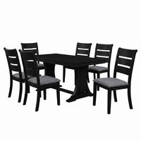 Home Design Talon 7-Piece Dining Set, Rectangular Table with Ladder-Back Cushioned Chairs, Trestle Base, Traditional