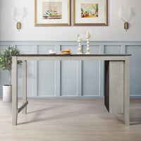 5-Piece Africa Counter Height Dining Set, Antique Gray/Warm Gray, Rectangular table with shelves, Armless cushioned chairs, Comfortable seating, Modern style, Space-saving, Durable construction