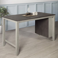 5-Piece Africa Counter Height Dining Set, Antique Gray/Warm Gray, Rectangular table with shelves, Armless cushioned chairs, Comfortable seating, Modern style, Space-saving, Durable construction