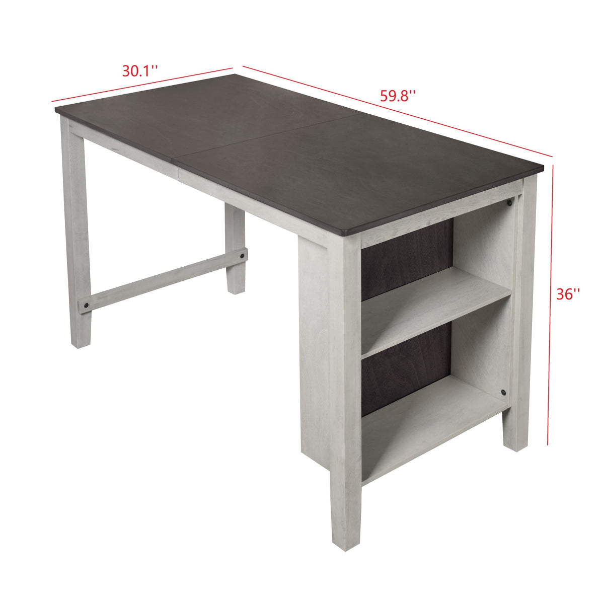 5-Piece Africa Counter Height Dining Set, Antique Gray/Warm Gray, Rectangular table with shelves, Armless cushioned chairs, Comfortable seating, Modern style, Space-saving, Durable construction