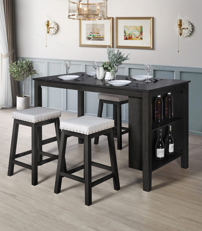 Home Design 5 Pieces Africa Counter Height Dining Set, Black/Warm Gray