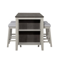 5-Piece Africa Counter Height Dining Set, Antique Gray/Warm Gray, Rectangular table with shelves, Armless cushioned chairs, Comfortable seating, Modern style, Space-saving, Durable construction