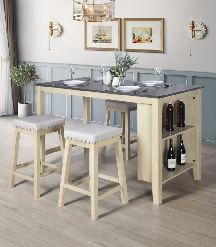 Home Design 5 Pieces Africa Counter Height Dining Set, Taupe/Antique Gray, Antique Gray/Warm Gray
