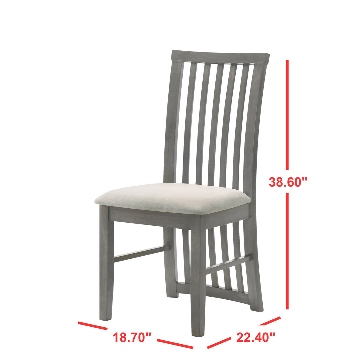 Osaka Dining Chair- 6 pieces Modern Slatted-Back Dining Chair with Upholstered Cushion Seat