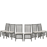 Osaka Dining Chair- 6 pieces Modern Slatted-Back Dining Chair with Upholstered Cushion Seat