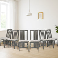 Osaka Dining Chair- 6 pieces Modern Slatted-Back Dining Chair with Upholstered Cushion Seat