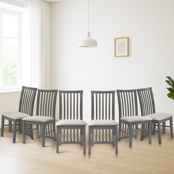 Osaka Dining Chair- 6 pieces Modern Slatted-Back Dining Chair with Upholstered Cushion Seat