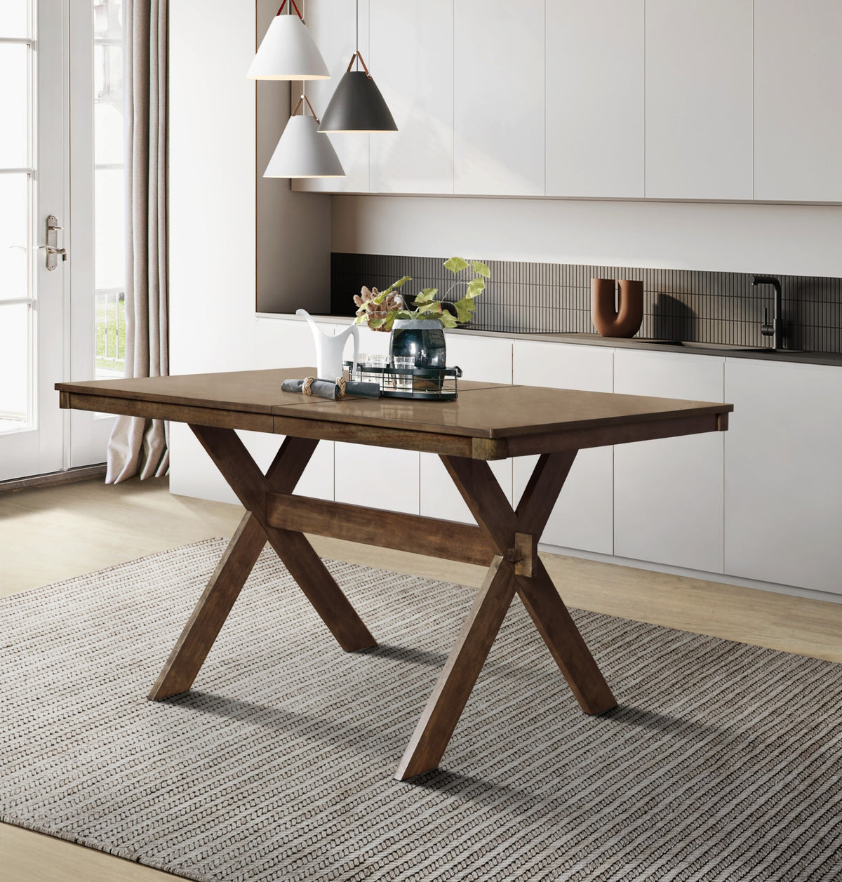 Home Design Oden 6 Piece Dining Set, Brown, Brown/Gray