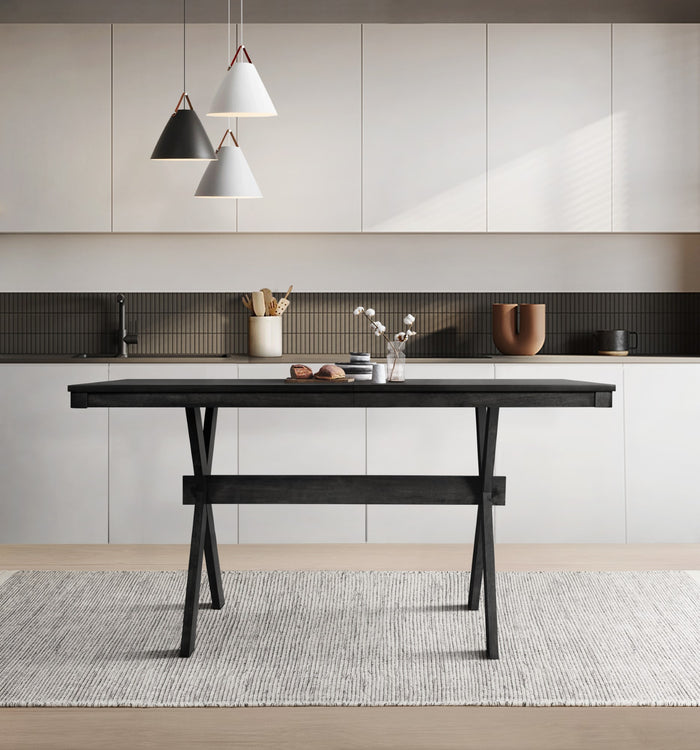 Home Design Oden 6 Piece Dining Set, Black, Black/Gray