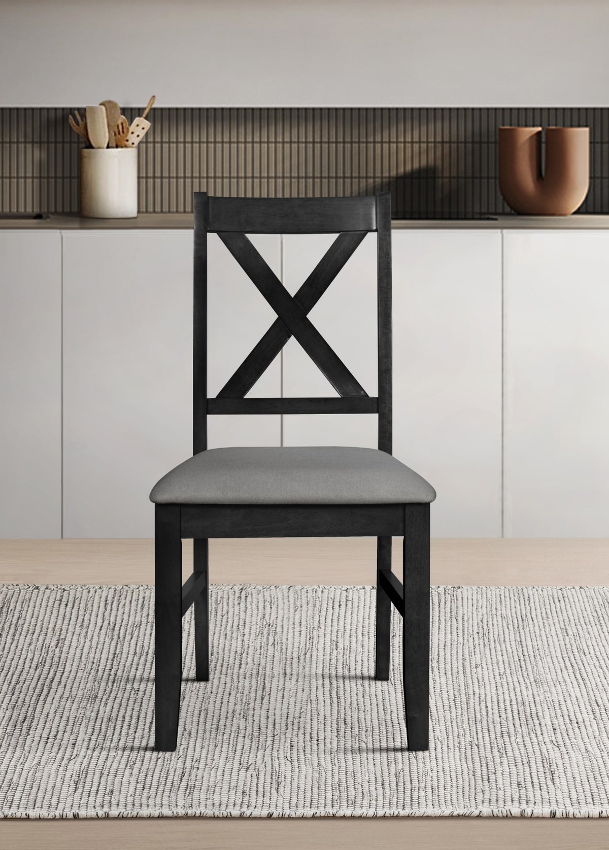 Home Design Oden 6 Piece Dining Set, Black, Black/Gray