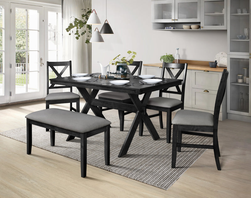 Home Design Oden 6 Piece Dining Set, Black, Black/Gray