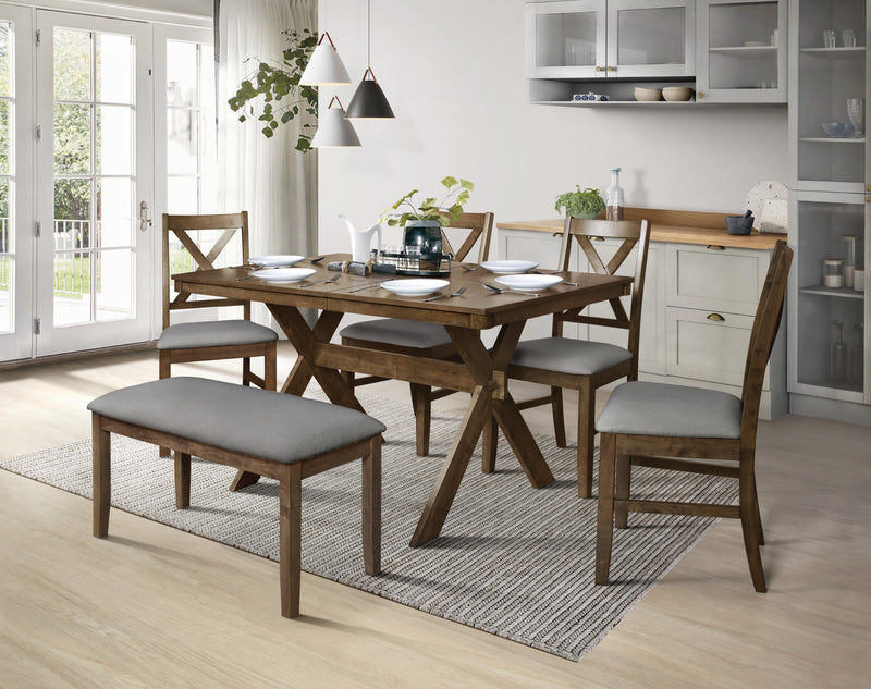 Home Design Oden 6 Piece Dining Set, Brown, Brown/Gray