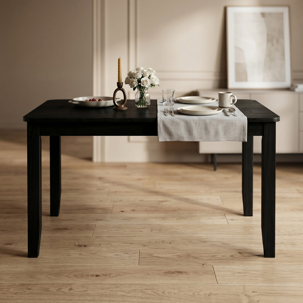 Home Design Nome Dining Table, Modern Rectangular Wood Dining Table, Black
