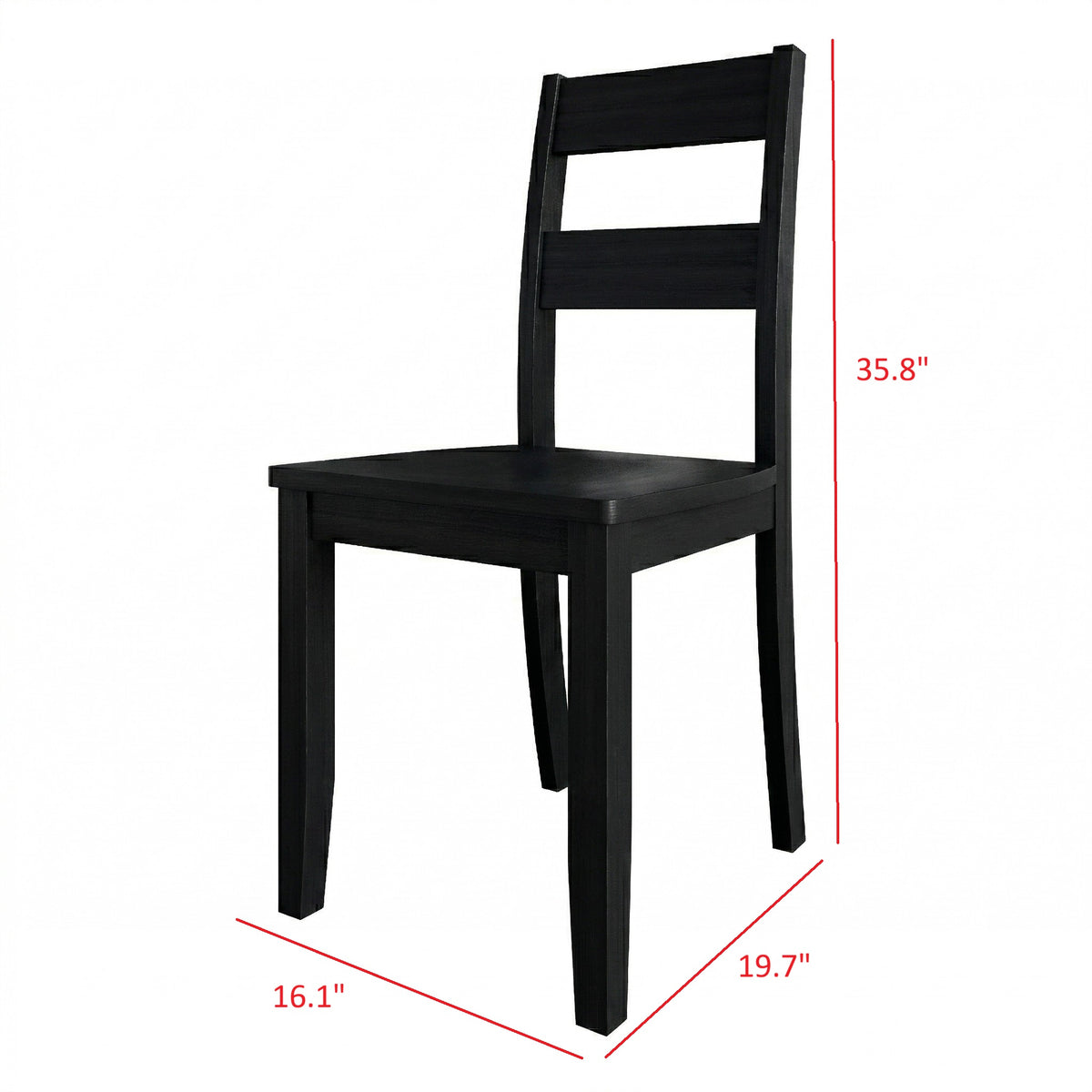 Home Design Nome 4-Piece Dining Chair Set, Wooden Ladder Back Side Chairs, Black