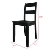 Home Design Nome 5-Piece Dining Set with Rectangular Table and Ladder-Back Chairs, Black, Transitional Wood Dining Furniture