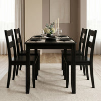 Home Design Nome 5-Piece Dining Set with Rectangular Table and Ladder-Back Chairs, Black, Transitional Wood Dining Furniture