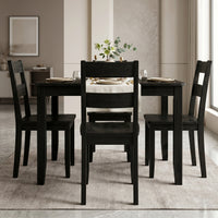 Home Design Nome 5-Piece Dining Set with Rectangular Table and Ladder-Back Chairs, Black, Transitional Wood Dining Furniture