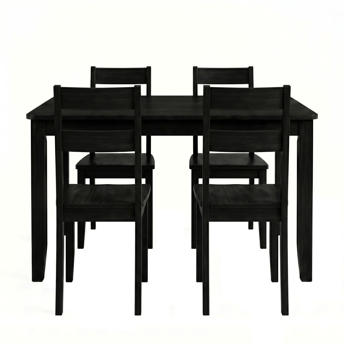 Home Design Nome 5-Piece Dining Set with Rectangular Table and Ladder-Back Chairs, Black, Transitional Wood Dining Furniture