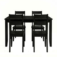 Home Design Nome 5-Piece Dining Set with Rectangular Table and Ladder-Back Chairs, Black, Transitional Wood Dining Furniture