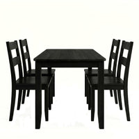 Home Design Nome 5-Piece Dining Set with Rectangular Table and Ladder-Back Chairs, Black, Transitional Wood Dining Furniture