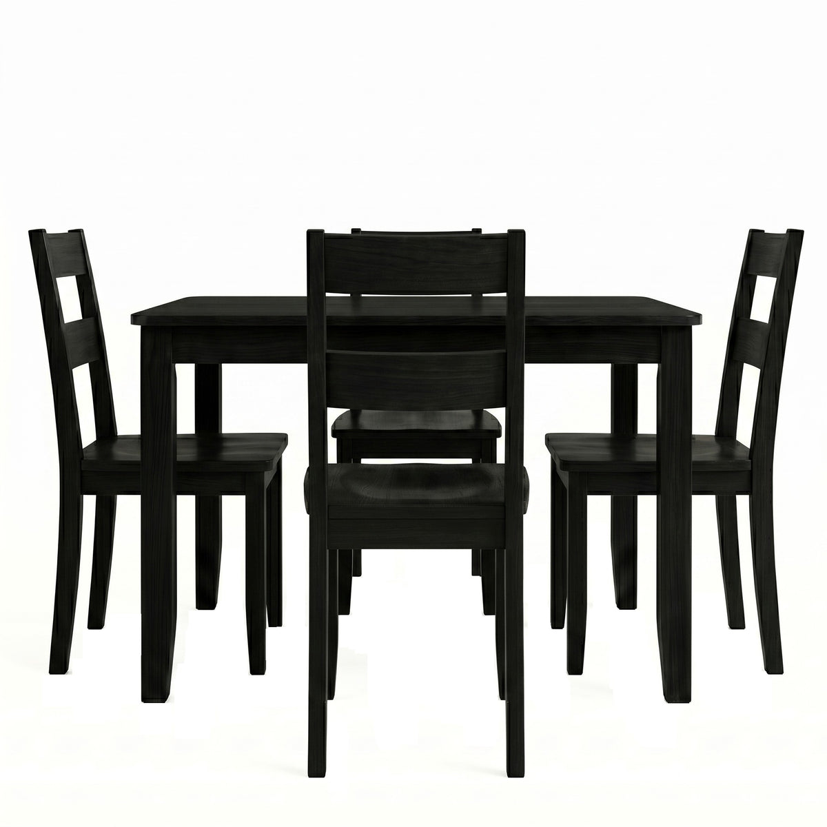 Home Design Nome 5-Piece Dining Set with Rectangular Table and Ladder-Back Chairs, Black, Transitional Wood Dining Furniture