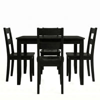 Home Design Nome 5-Piece Dining Set with Rectangular Table and Ladder-Back Chairs, Black, Transitional Wood Dining Furniture