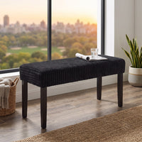 Guymon Modern Rectangular Upholstered Dining Bench with Corduroy Fabric and Wood Legs
