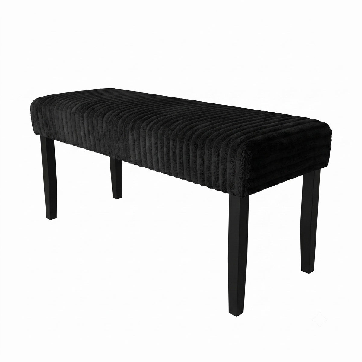 Guymon Modern Rectangular Upholstered Dining Bench with Corduroy Fabric and Wood Legs