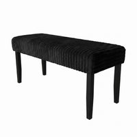 Guymon Modern Rectangular Upholstered Dining Bench with Corduroy Fabric and Wood Legs