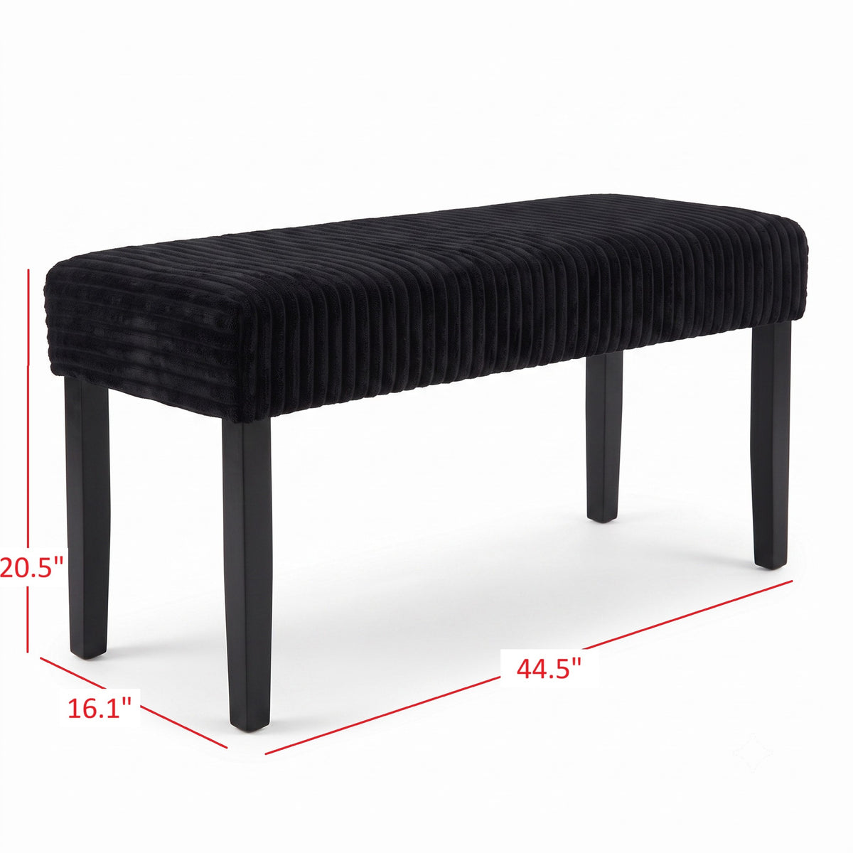 Guymon Modern Rectangular Upholstered Dining Bench with Corduroy Fabric and Wood Legs