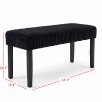 Guymon Modern Rectangular Upholstered Dining Bench with Corduroy Fabric and Wood Legs