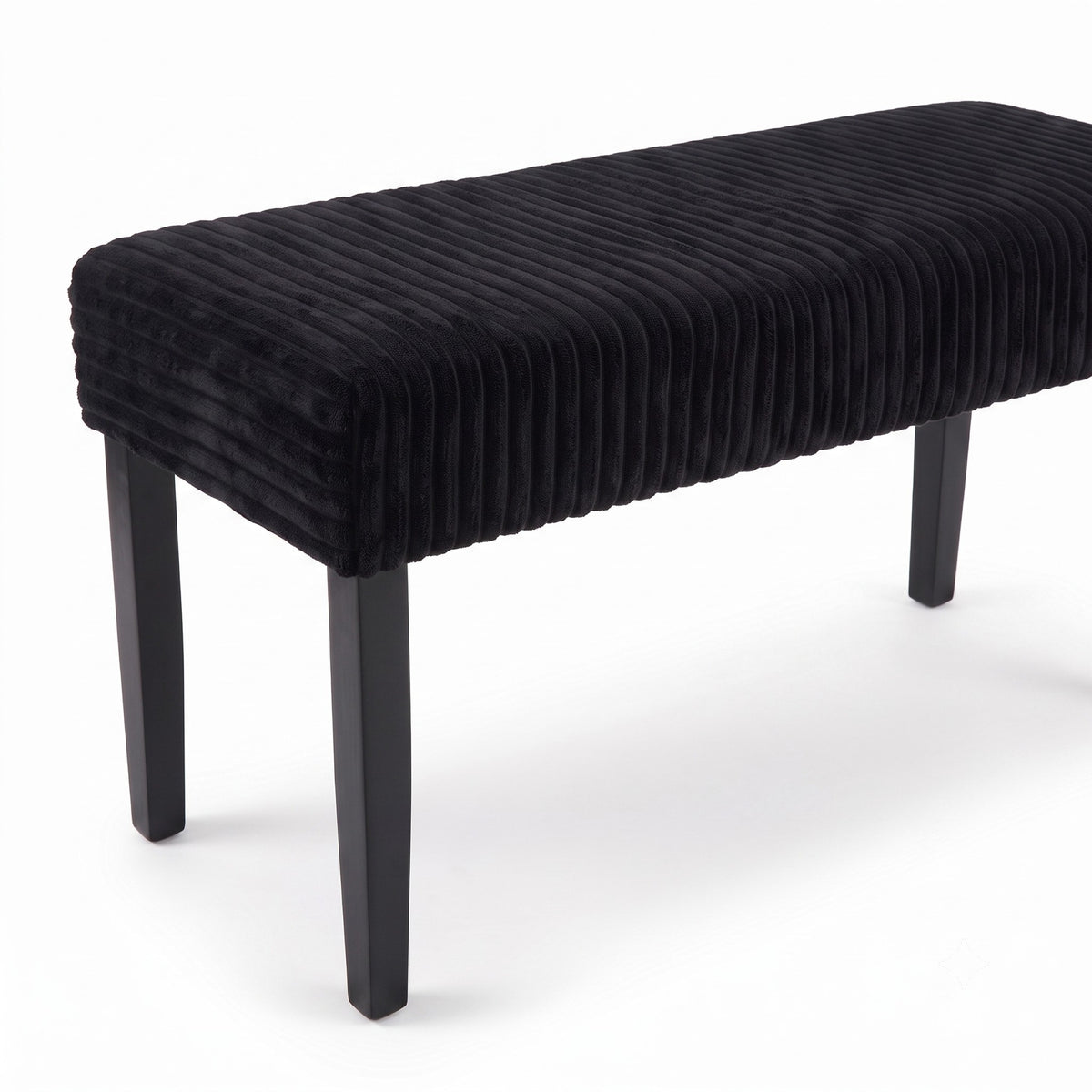 Guymon Modern Rectangular Upholstered Dining Bench with Corduroy Fabric and Wood Legs
