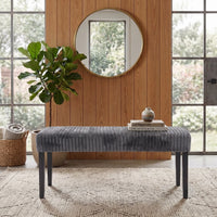 Guymon Modern Rectangular Upholstered Dining Bench with Corduroy Fabric and Wood Legs