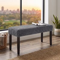 Guymon Modern Rectangular Upholstered Dining Bench with Corduroy Fabric and Wood Legs