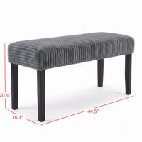 Guymon Modern Rectangular Upholstered Dining Bench with Corduroy Fabric and Wood Legs