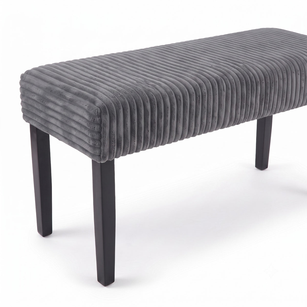 Guymon Modern Rectangular Upholstered Dining Bench with Corduroy Fabric and Wood Legs