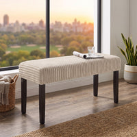 Guymon Modern Rectangular Upholstered Dining Bench with Corduroy Fabric and Wood Legs