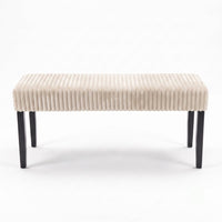 Guymon Modern Rectangular Upholstered Dining Bench with Corduroy Fabric and Wood Legs