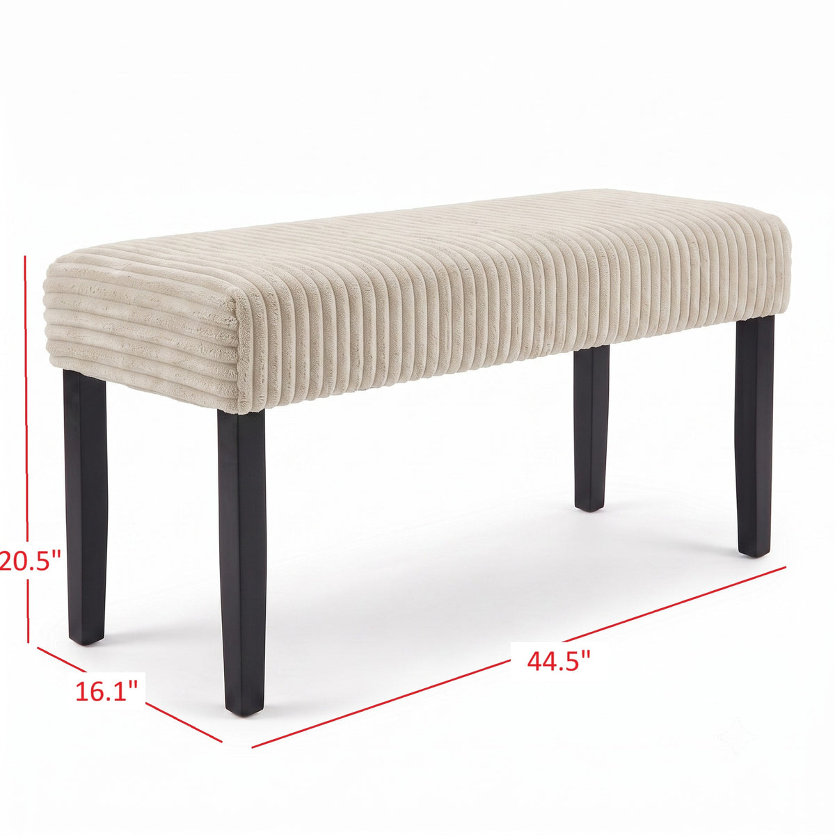Guymon Modern Rectangular Upholstered Dining Bench with Corduroy Fabric and Wood Legs