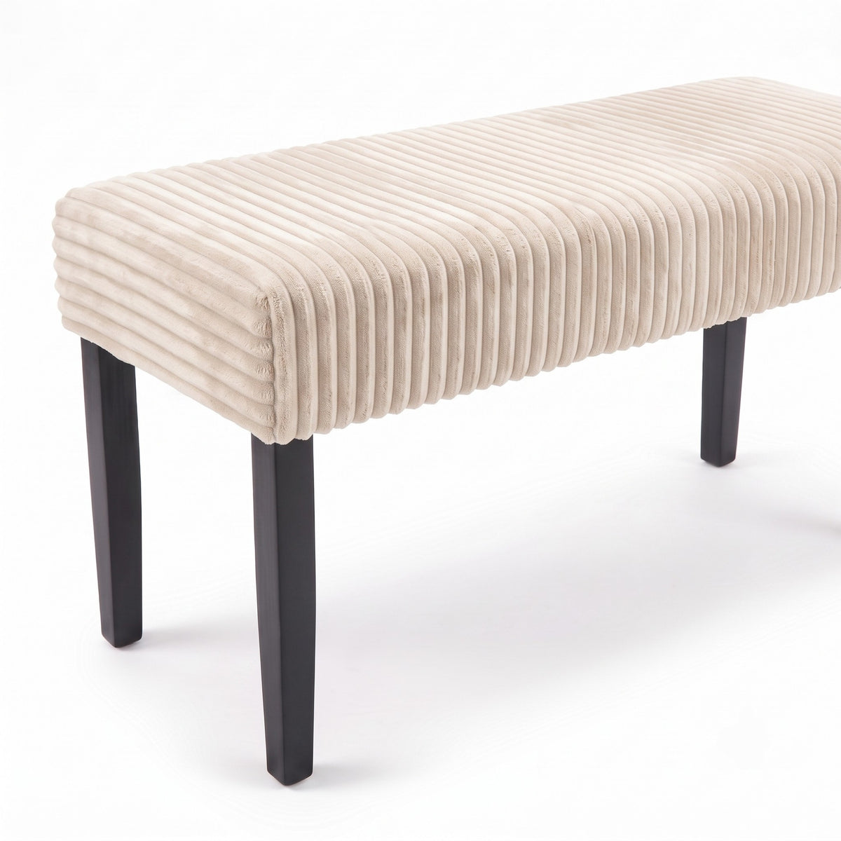 Guymon Modern Rectangular Upholstered Dining Bench with Corduroy Fabric and Wood Legs