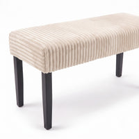 Guymon Modern Rectangular Upholstered Dining Bench with Corduroy Fabric and Wood Legs