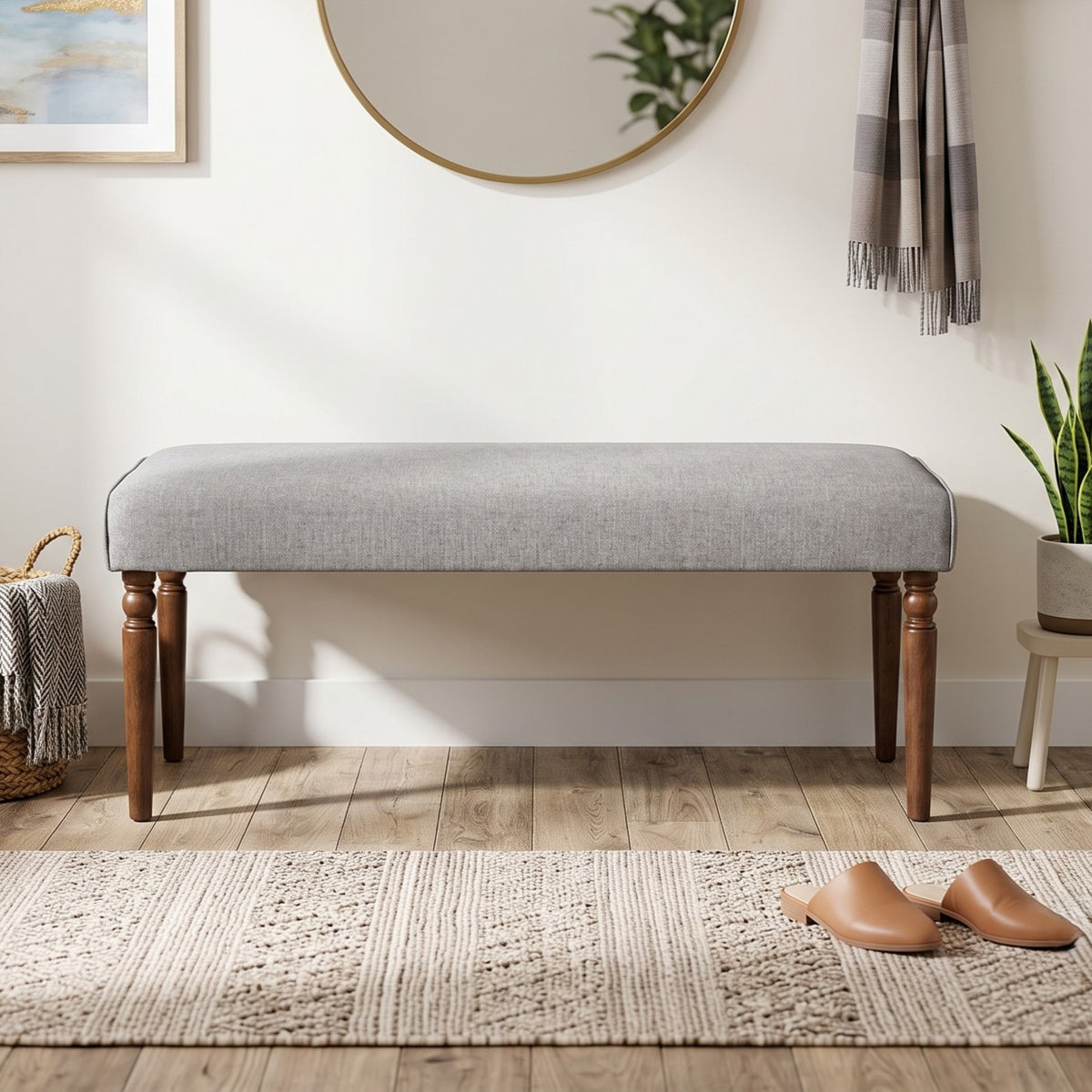 Pryor Modern Rectangular Upholstered Dining Bench with Comfortable Padded Seat