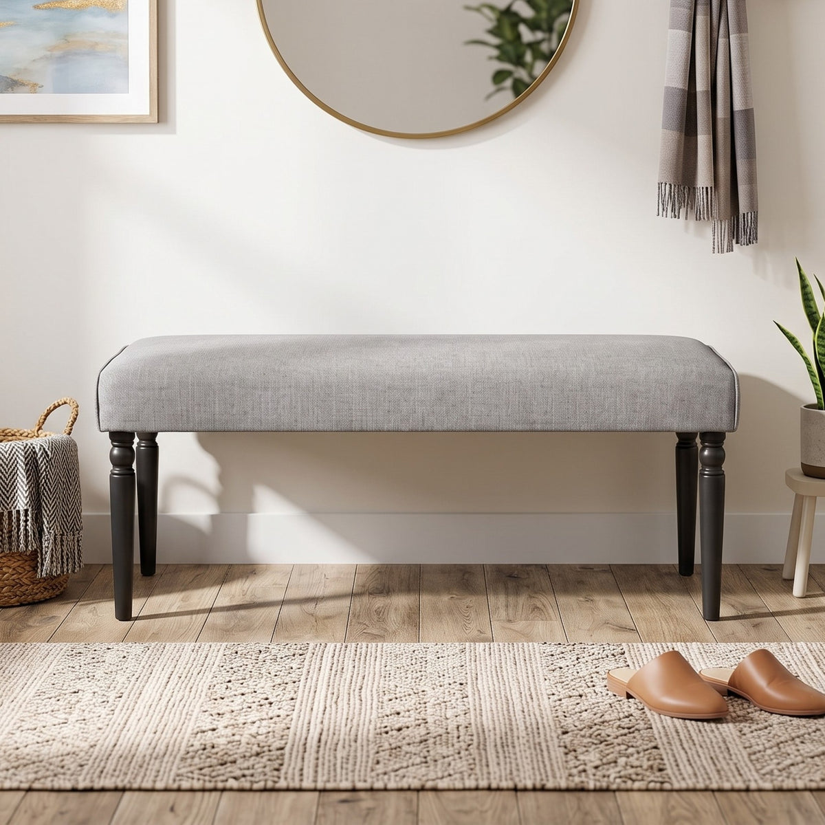 Pryor Modern Rectangular Upholstered Dining Bench with Comfortable Padded Seat