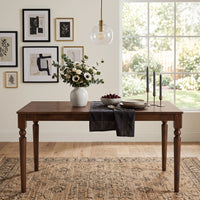 Pryor Dining Table, Modern Rectangular Wood Table with Turned Legs