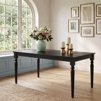 Pryor Dining Table, Modern Rectangular Wood Table with Turned Legs