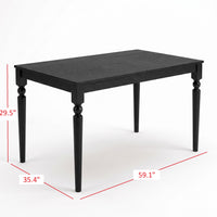Pryor Dining Table, Modern Rectangular Wood Table with Turned Legs