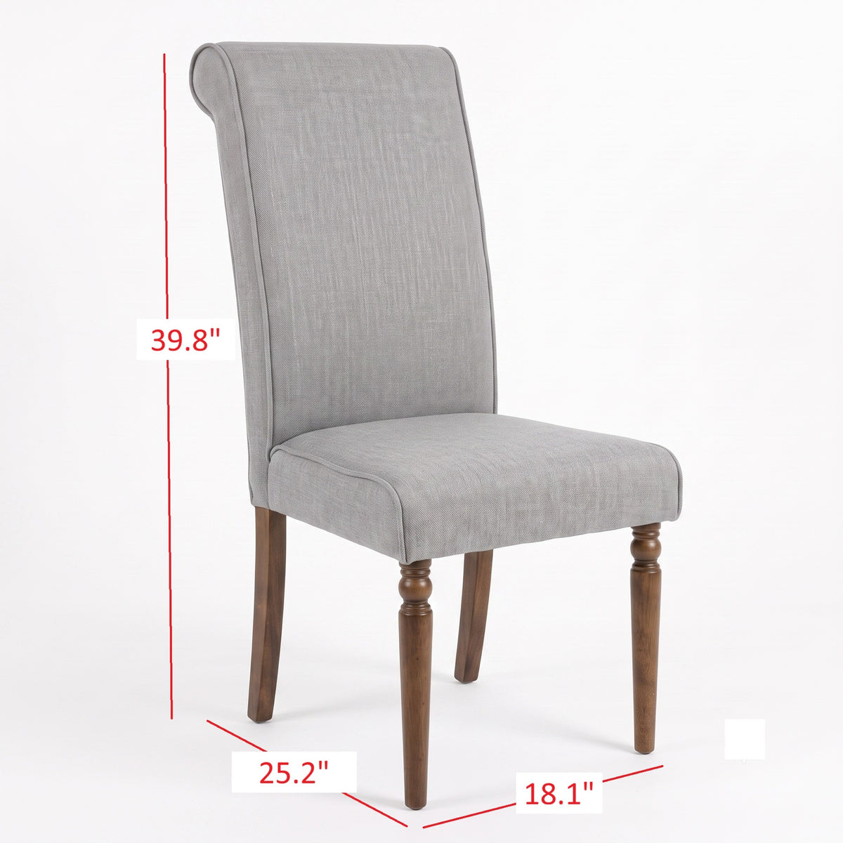 Pryor Dining Chair (Set of 2), Modern Rolled Back and Turned Front Legs Design