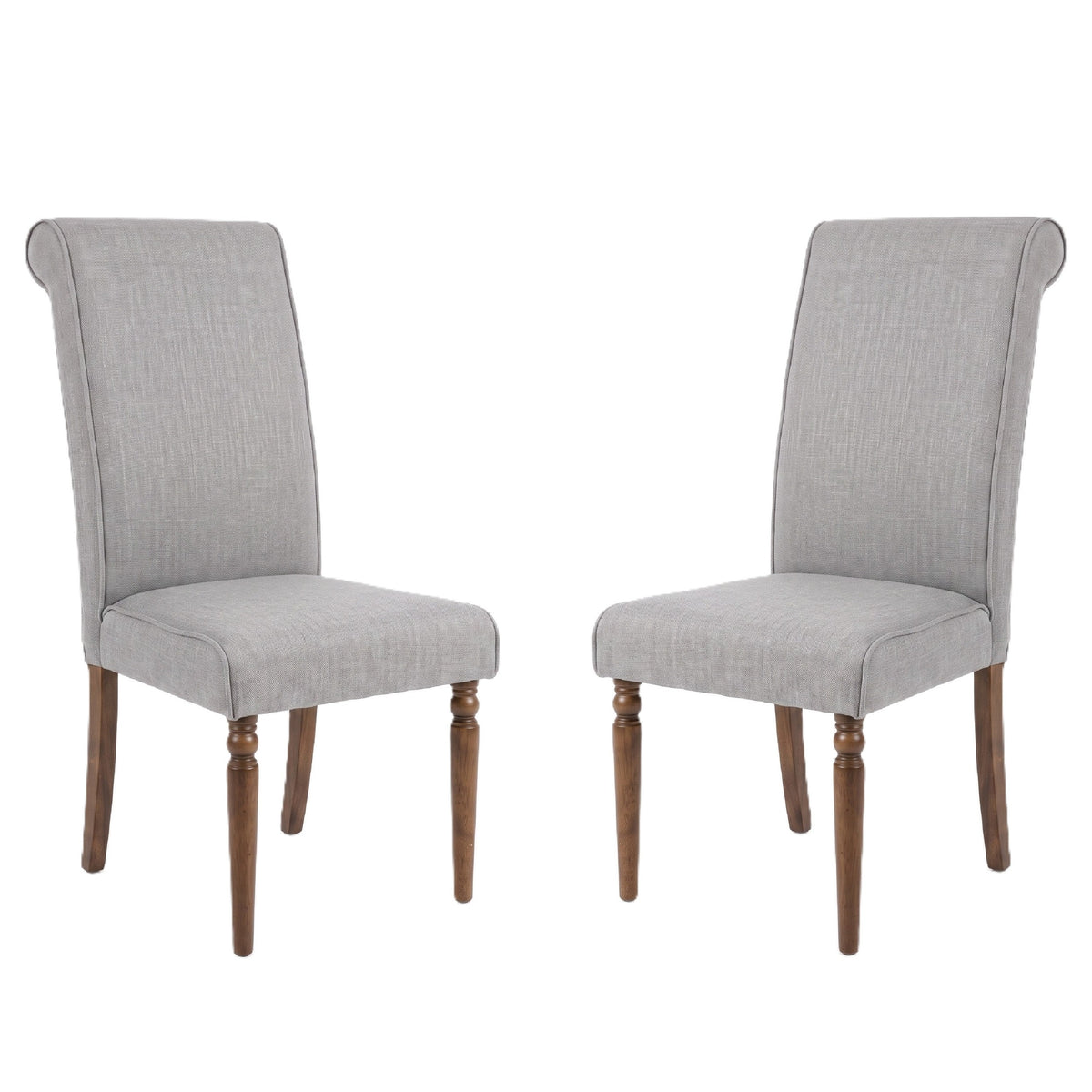 Pryor Dining Chair (Set of 2), Modern Rolled Back and Turned Front Legs Design